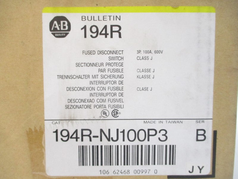 ALLEN BRADLEY 194R-NJ100P3 SER. B 600VAC 100A (BR/YL) NSMP