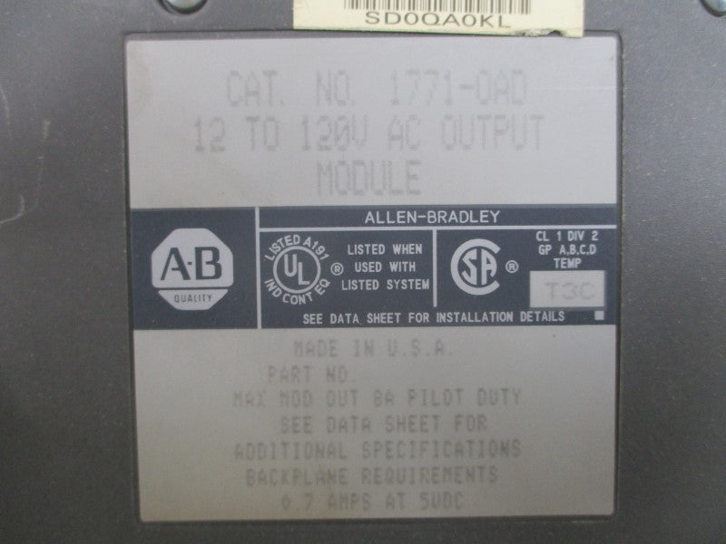 ALLEN BRADLEY 1771-OAD 12-120VAC 8A REMAN
