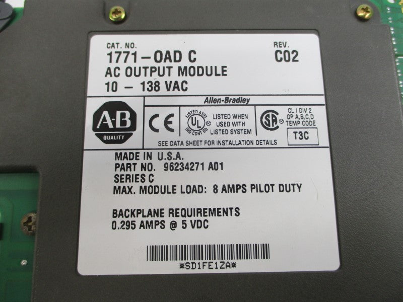 ALLEN BRADLEY 1771-OAD SER. C 10-138VAC 8A REV. C02 NSMP