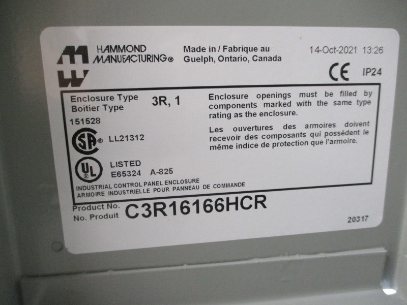HAMMOND MANUFACTURING C3R16166HCR NSMP