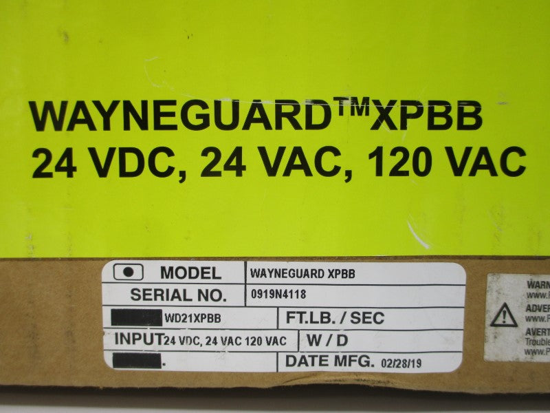 WAYNE DALTON WD21XPBB WAYNEGUARDXPBB 120VAC .06/.3/.2A NSMP