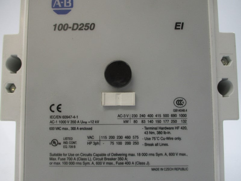 ALLEN BRADLEY 100-D250 SER. B 110-130V 350A UNMP