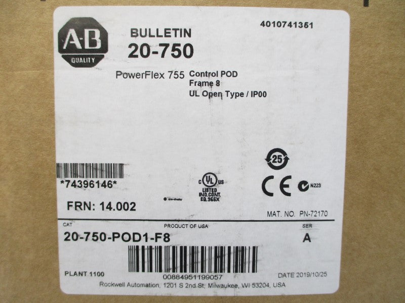 ALLEN BRADLEY 20-750-POD1-F8 SER. A F/W 14.002 20.4-27.6VDC 4.5A NSMP