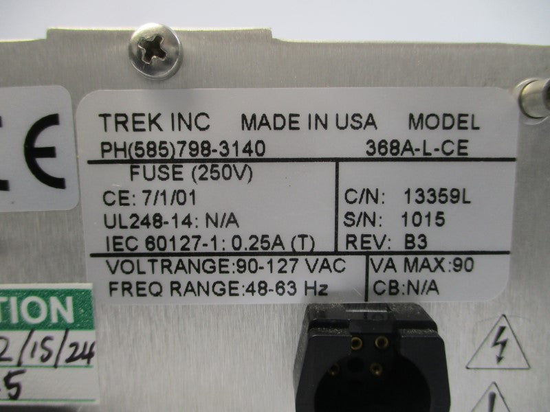 TREK 368A-L-CE 90-127VAC 0.25A REV. B3 UNMP