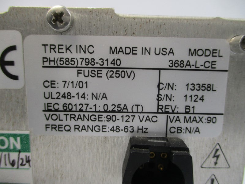 TREK 368A-L-CE 90-127VAC 0.25A REV. B1 UNMP