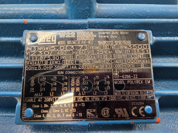 WEG 00536ET3E184T-W22 230/460V 11.8/5.90A NSNP