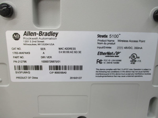 ALLEN BRADLEY 1783-WAPAK9 SER. A 48VDC NSMP