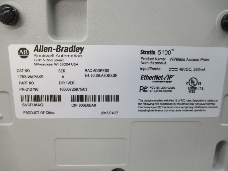 ALLEN BRADLEY 1783-WAPAK9 SER. A 48VDC NSMP