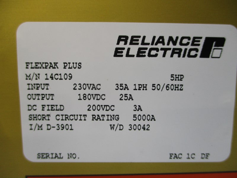 RELIANCE ELECTRIC 14C109 230VAC 35A UNMP