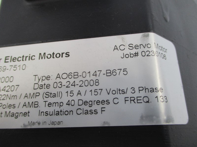 DREISILKER ELECTRIC MOTORS A22/2000 A06B-0147-B675 157VAC 15A NSNP