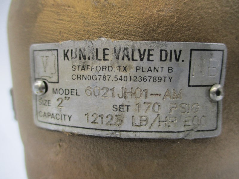 KUNKLE VALVE 6021JH01-AM 170PSI 2" REMAN