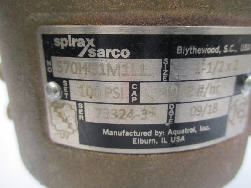 SPIRAX SARCO 570HG1M1LL 100PSI 1-1/2X2" NSNP