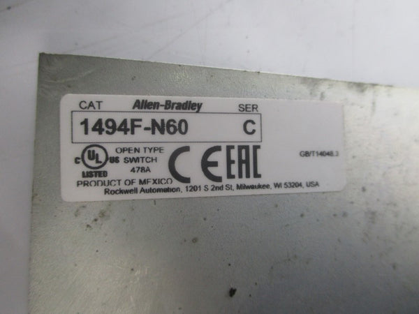ALLEN BRADLEY 1494F-N60 SER. C 600VAC 60A NSNP