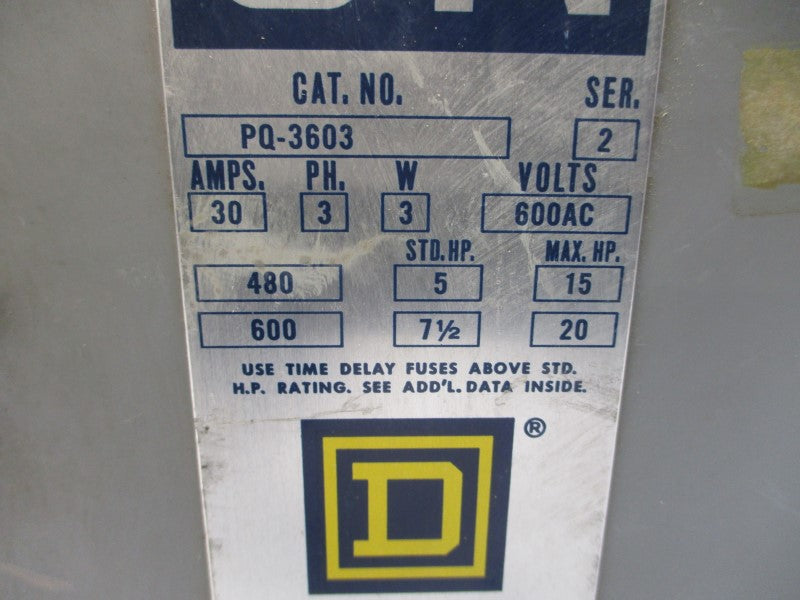 SQUARE D PQ-3603 SER. 2 600VAC 30A UNMP