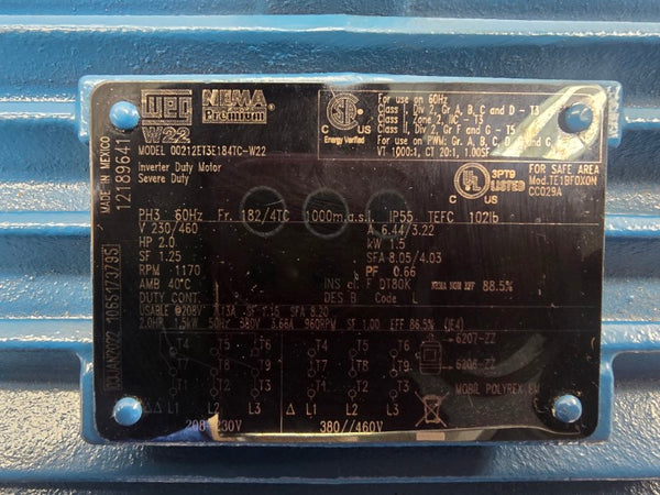 WEG 00212ET3E184TC-W22 230/460V 6.44/3.22A NSMP