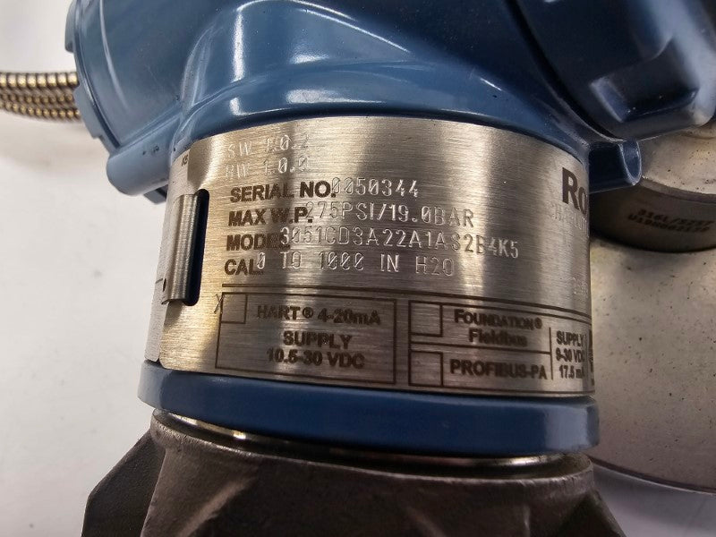 ROSEMOUNT 3051CD3A22A1AS2B4K5 10.5-30VDC 275PSI UNMP