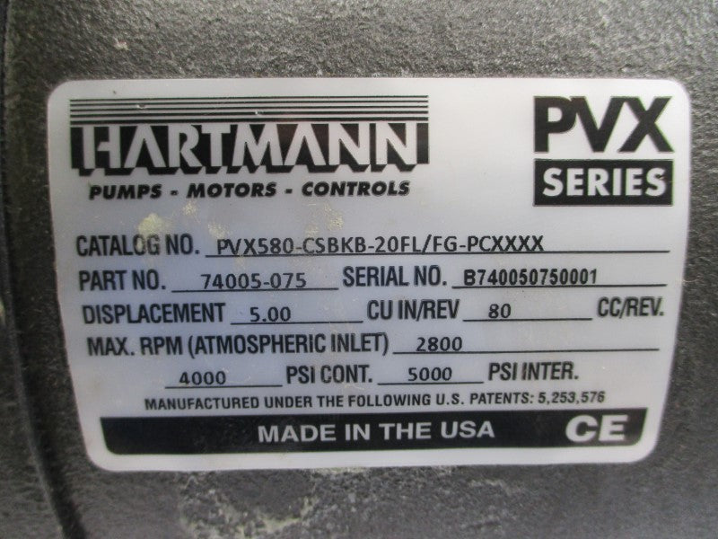 HARTMANN PVX580-CSBKB-20FL/FG-PCXXXX 74005-075 4000/5000PSI REV. 80 NSNP