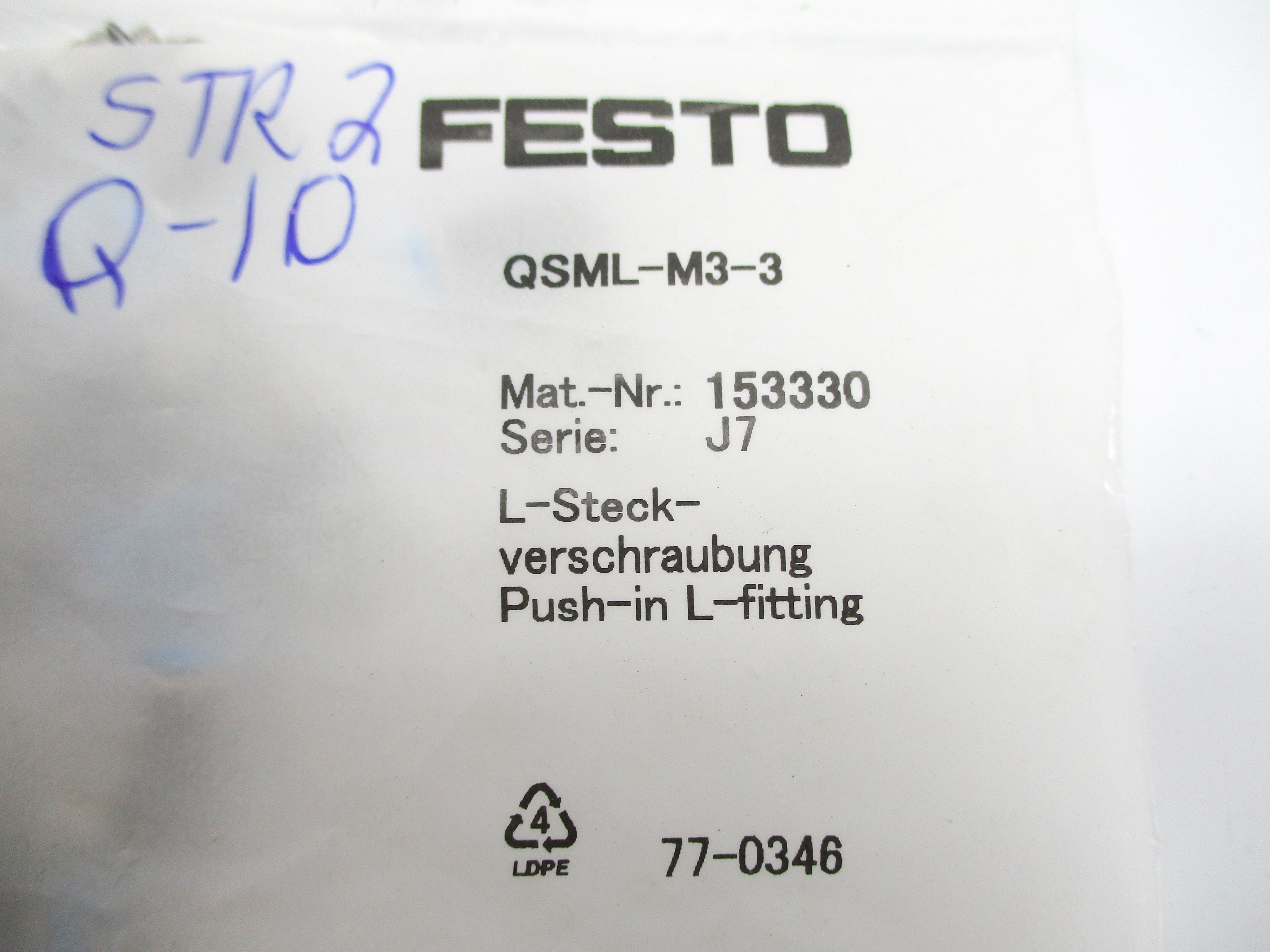 FESTO QSML-M3-3 153330 (PKG OF 10) NSMP