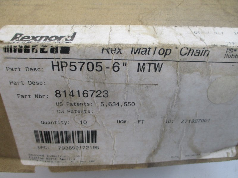 REXNORD 81416723 HP5705-6"MTW 10' NSMP