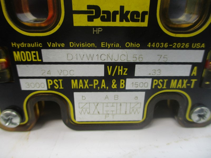 PARKER D1VW1CNJCL56-75 24VDC .33A 1500-3000PSI NSMP