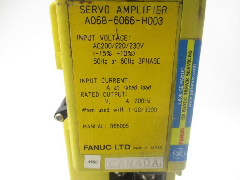 FANUC A06B-6066-H003 200/220/230VAC UNMP
