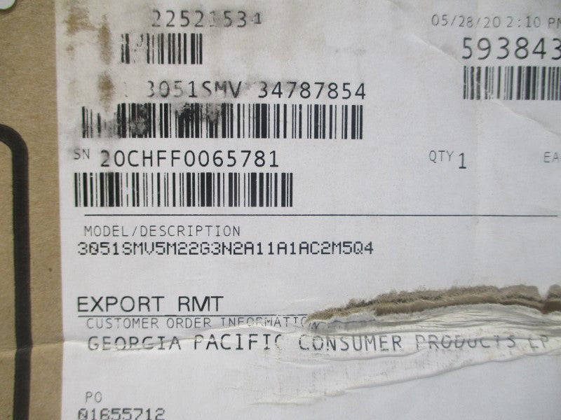ROSEMOUNT 3051SMV5M22G3N2A11A1AC2M5Q4 12-42.4VDC 800PSI NSMP