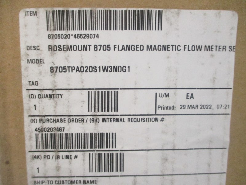 ROSEMOUNT 8705TPA020S1W3N0G1 40VDC 0.5A 275PSI NSMP