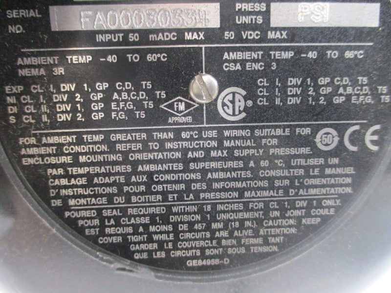 FISHER 546 50VDC 3-15PSI NSNP