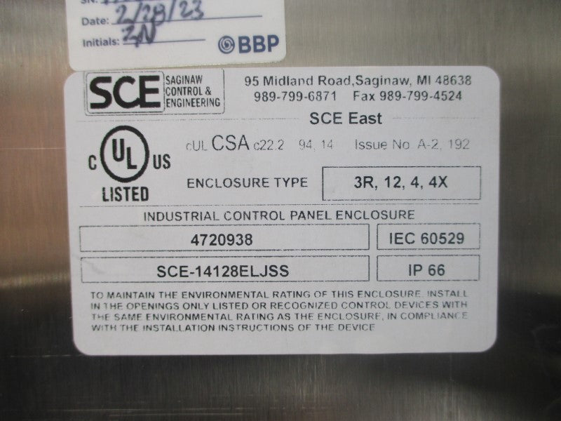 SAGINAW CONTROL SCE-14128ELJSS NSNP