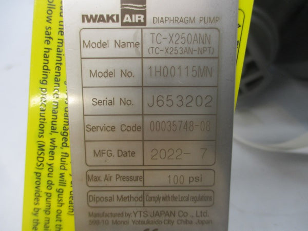 IWAKI AIR 1H00115MN TC-X250ANN 100PSI NSMP