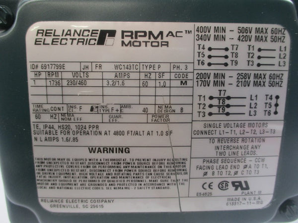 RELIANCE ELECTRIC 6917799E 230/460V 3.2/1.6A NSNP