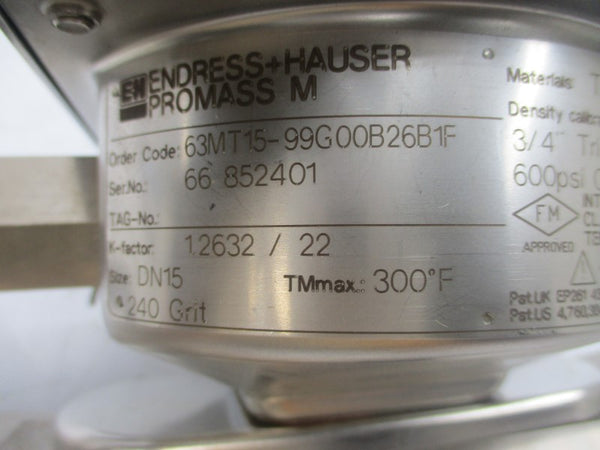 ENDRESS+HAUSER 63MT15-99G00N26B1F 600PSI 3/4" NSNP