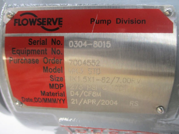 FLOWSERVE MK3.STD 1K1.5X1-82/7.00RV 275PSI NSNP