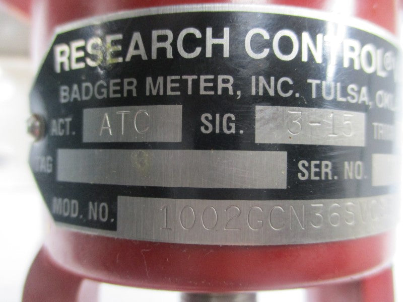 RESEARCH CONTROL VALVE 1002GCN36SVCSELN36 5000PSI UNMP