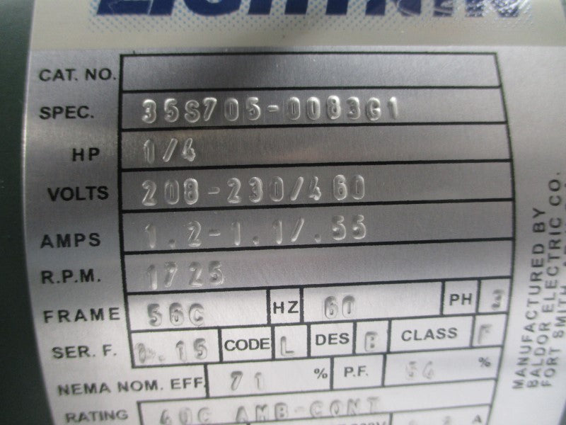 LIGHTNIN 35S705-0083G1 208-230/460V 1.2-1.1/.55A NSNP