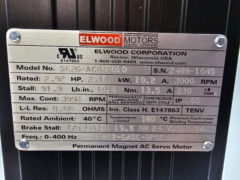 ELWOOD MOTORS S62G-AC0-F010 24VDC 10.2A NSNP