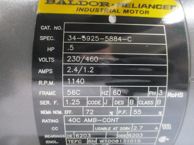 BALDOR 34-5925-5884-C 10481710BP 230/460V 2.4/1.2A NSNP