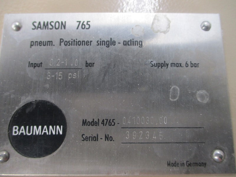 H.D.BAUMANN 32-24688 4765-0410030.00 3-15PSI 1-1/4" NSNP
