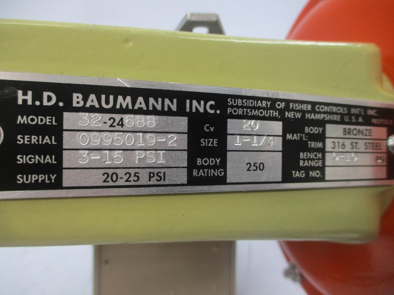 H.D.BAUMANN 32-24688 4765-0410030.00 3-15PSI 1-1/4" NSNP