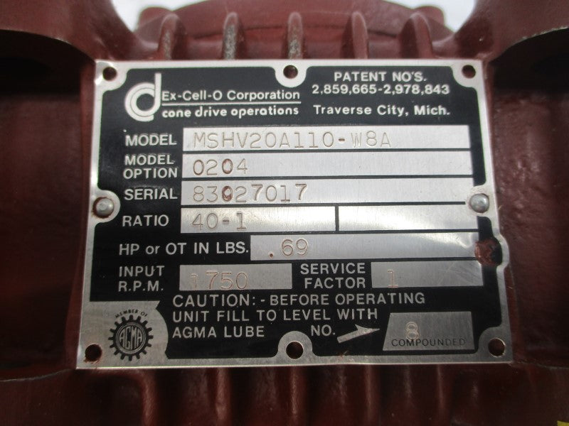 CONE DRIVE MSHV20A110-W8A NSNP