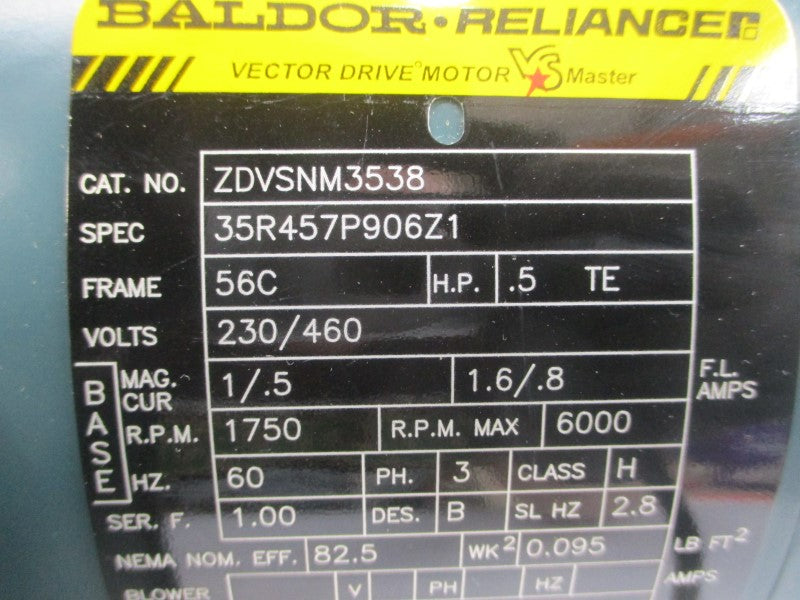 BALDOR ZDVSNM3538 230/460V 1.6/.8A NSNP