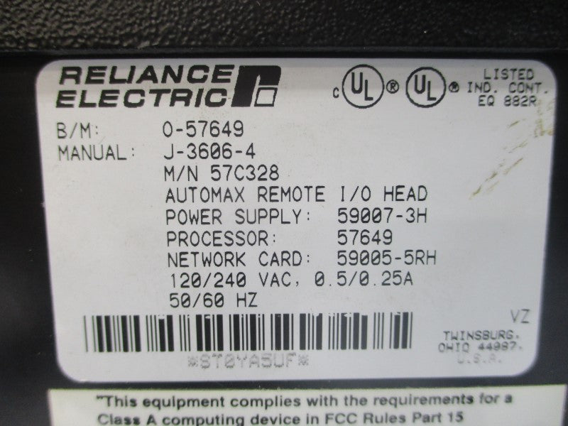 RELIANCE ELECTRIC 57C328 0-57649 120/240VAC 0.5/0.25A UNMP