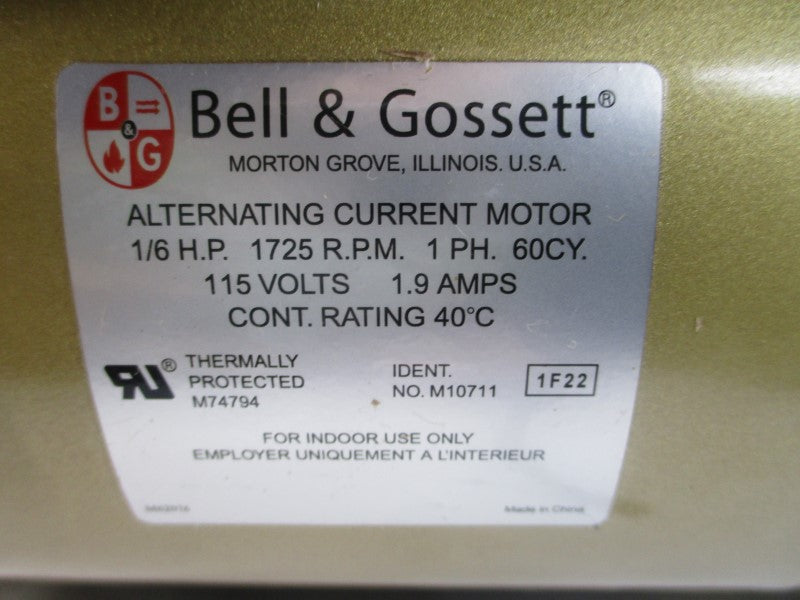 BELL & GOSSETT 102213LF W02213LF 115V 1.9A NSMP