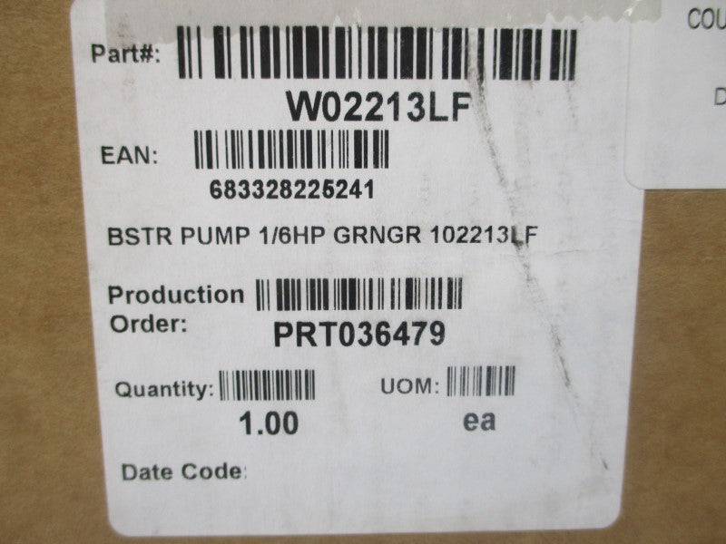 BELL & GOSSETT 102213LF W02213LF 115V 1.9A NSMP