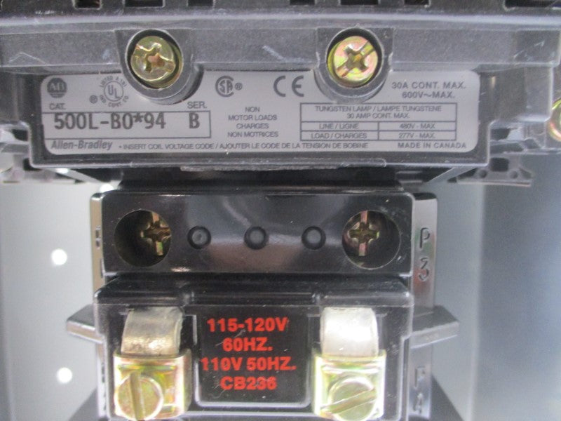 ALLEN BRADLEY 500L-BAD94 SER. B 110/115-120V 30A (BR/WH) NSMP