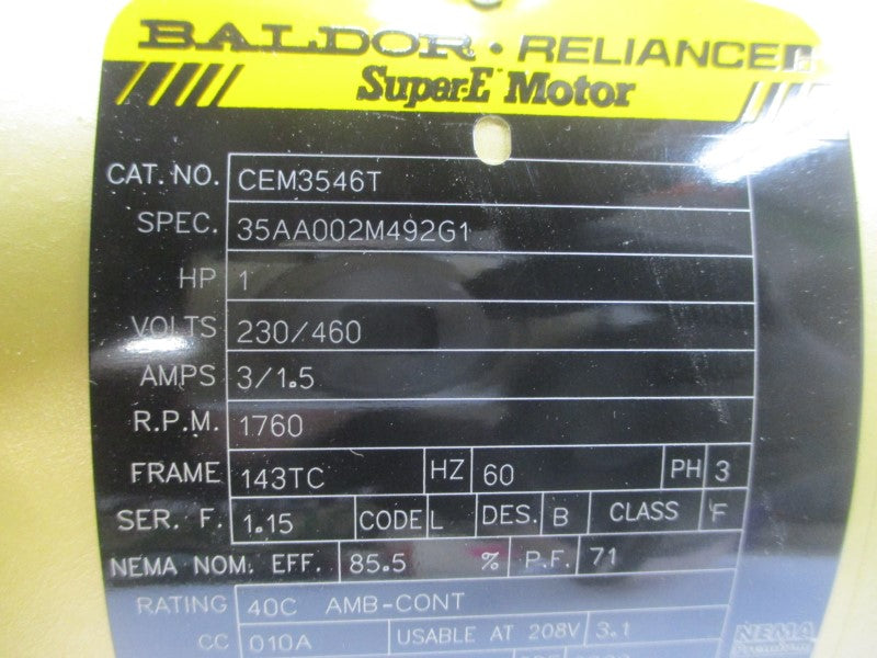 BALDOR CEM3546T 230/460V 3/1.5A NSMP