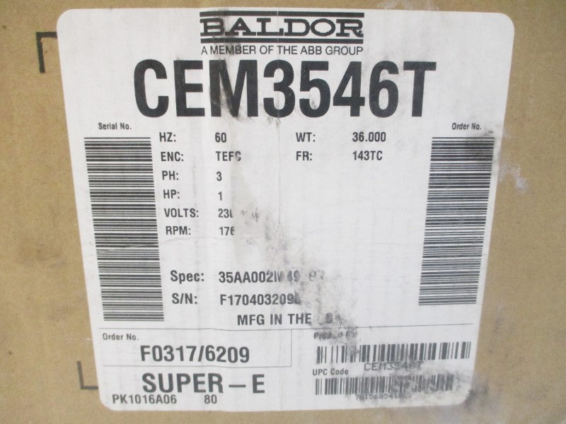 BALDOR CEM3546T 230/460V 3/1.5A NSMP