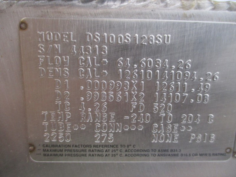 MICRO MOTION DS100S128SU 15V 275PSI UNMP