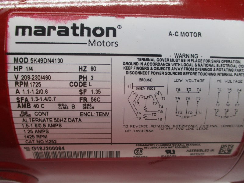BELL & GOSSETT NFIBSTR 5K49DN4130 208-230/460VAC 1.1-1.2/0.6A 2" NSNP