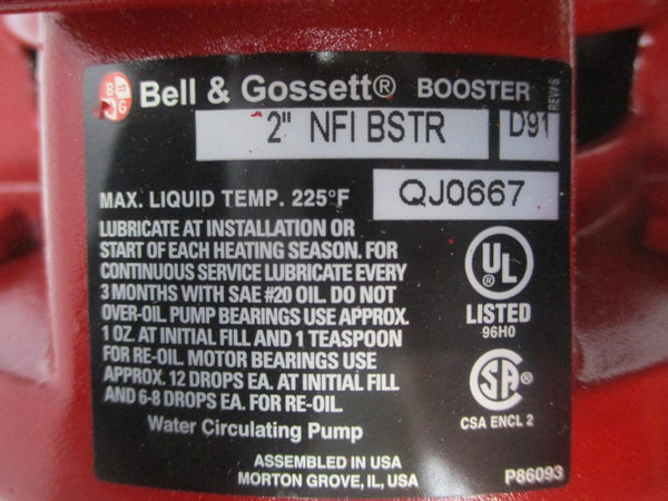 BELL & GOSSETT NFIBSTR 5K49DN4130 208-230/460VAC 1.1-1.2/0.6A 2" NSNP